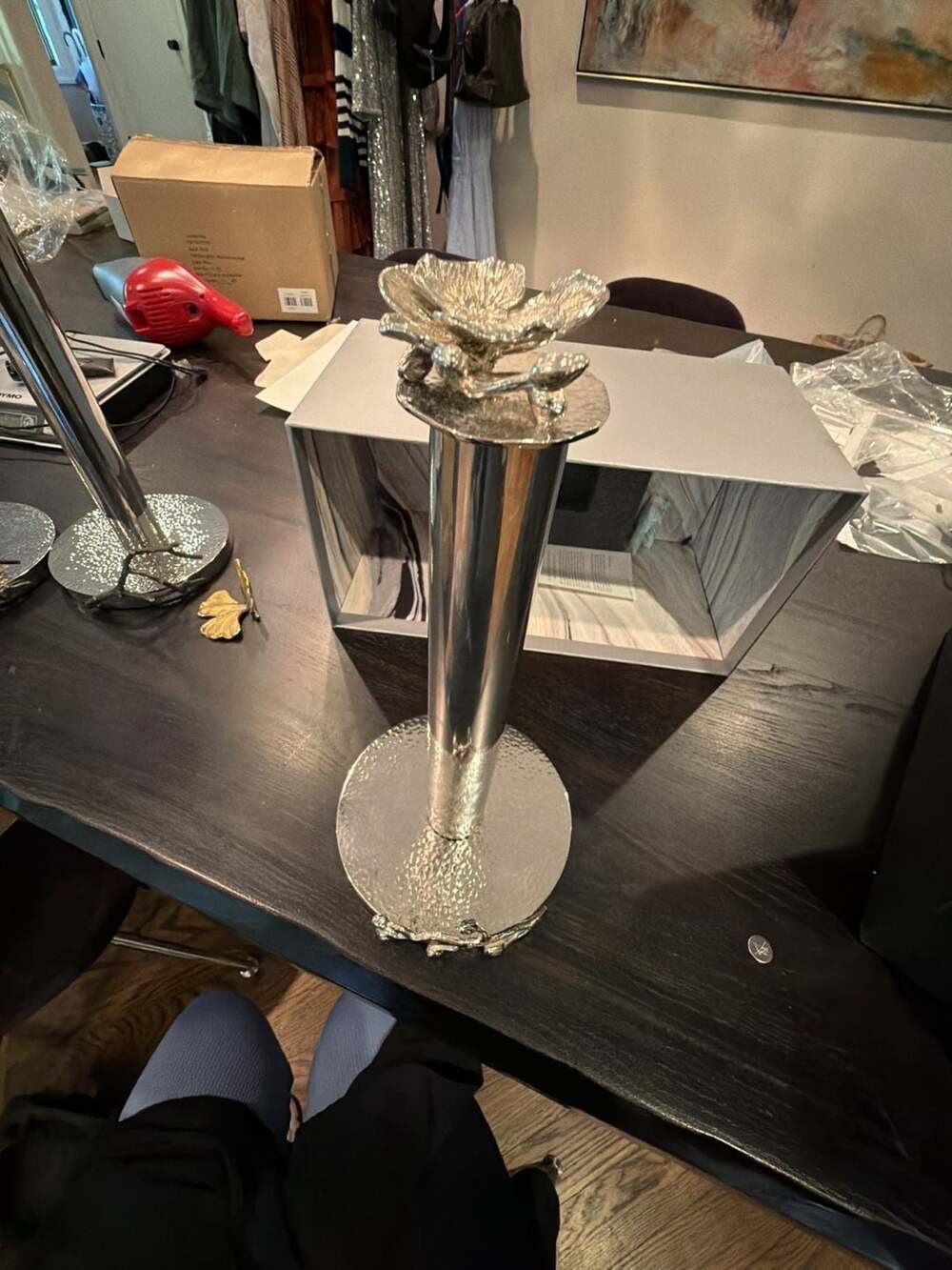 As is Michael Aram white orchid Paper Towel Holder misting flower. Ships in Aram